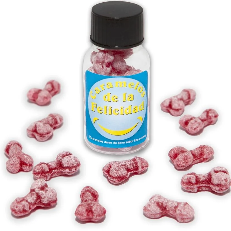 Diablo Picante - Pot De 12 Bonbons Happy Penis Aux Fraise/Cerise