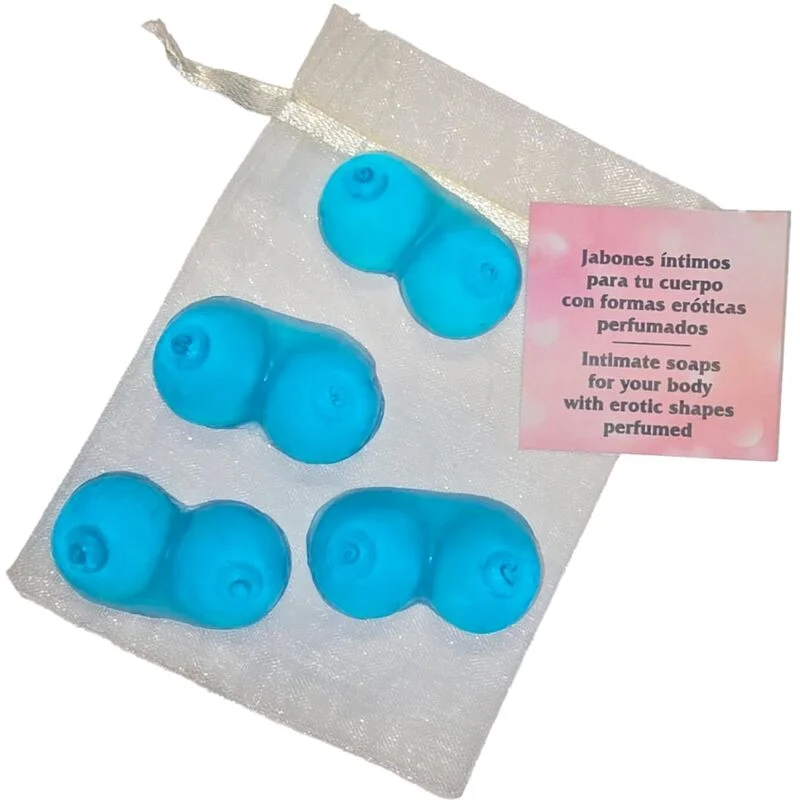 Diablo Picante - 4 Mini Savons Parfumés En Forme De Seins Bleu