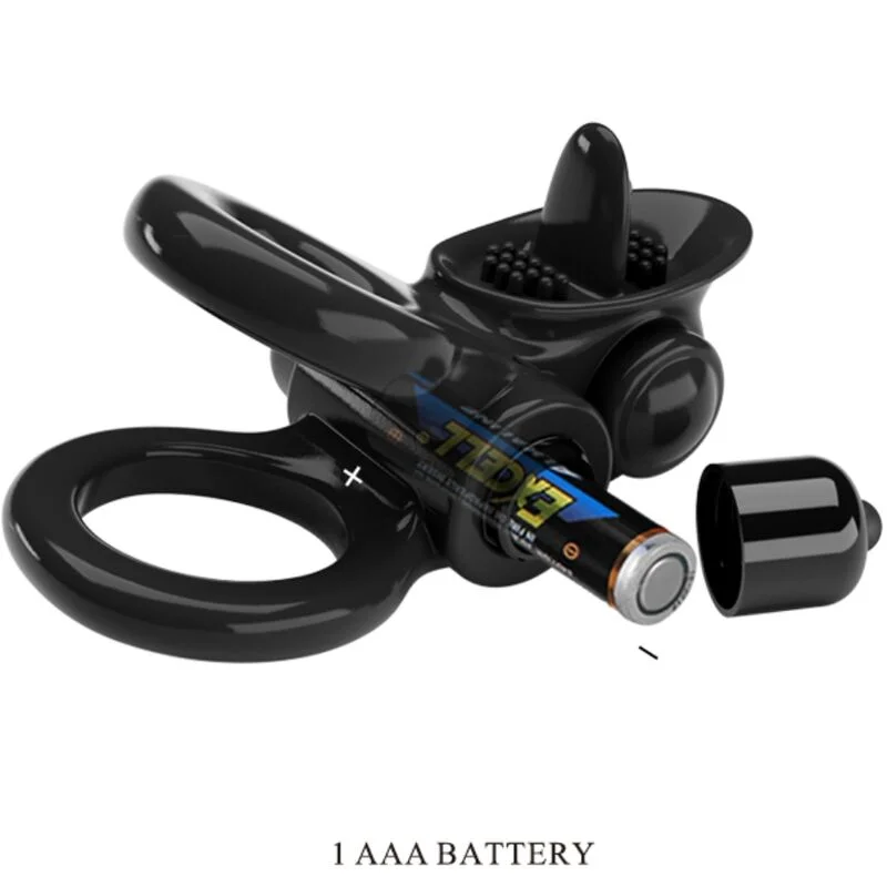 Pretty Love - Passionate Ring Double Anneau Vibrant + Stimulateur De Clitoris Noir - Image 4