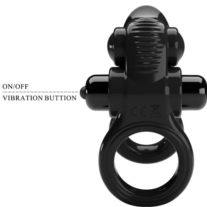 Pretty Love - Passionate Ring Double Anneau Vibrant + Stimulateur De Clitoris Noir - Image 6