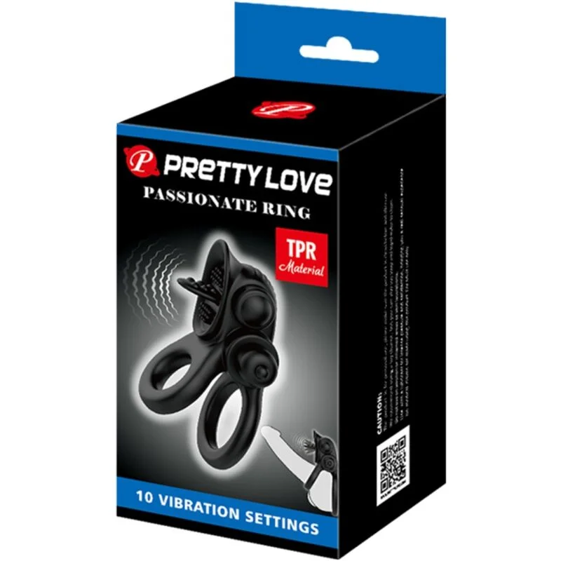 Pretty Love - Passionate Ring Double Anneau Vibrant + Stimulateur De Clitoris Noir - Image 7