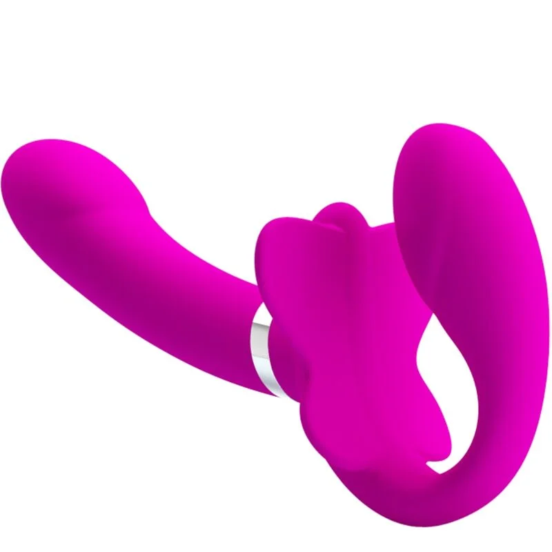 PRETTY LOVE - VALERIE DOUBLE STRAP-ON VIBRATOR 12 VIBRATIONS PURPLE - Image 3