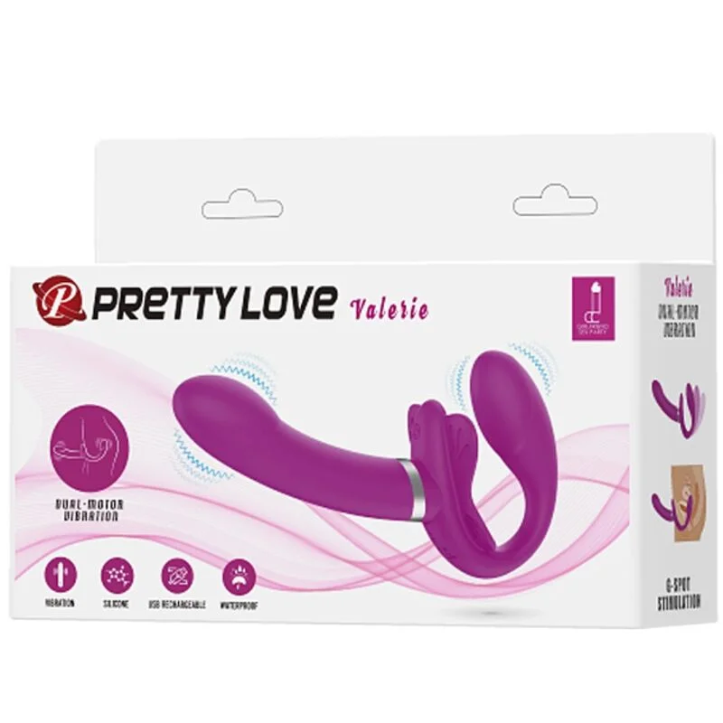PRETTY LOVE - VALERIE DOUBLE STRAP-ON VIBRATOR 12 VIBRATIONS PURPLE - Image 8