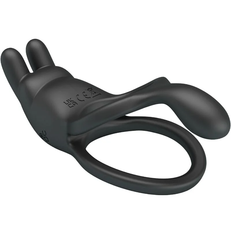 PRETTY LOVE - SETH DOUBLE VIBRATING RING RABBIT 7 VIBRATIONS BLACK - Image 5