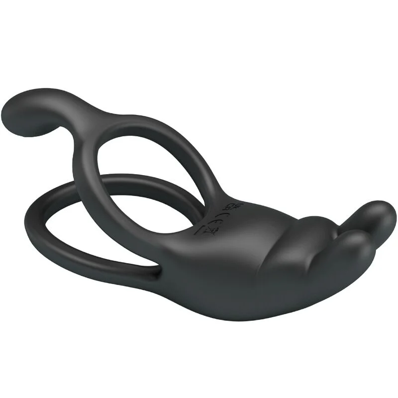 PRETTY LOVE - SETH DOUBLE VIBRATING RING RABBIT 7 VIBRATIONS BLACK - Image 6