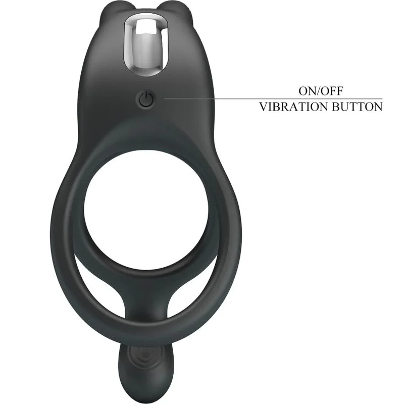 PRETTY LOVE - SETH DOUBLE VIBRATING RING RABBIT 7 VIBRATIONS BLACK - Image 8