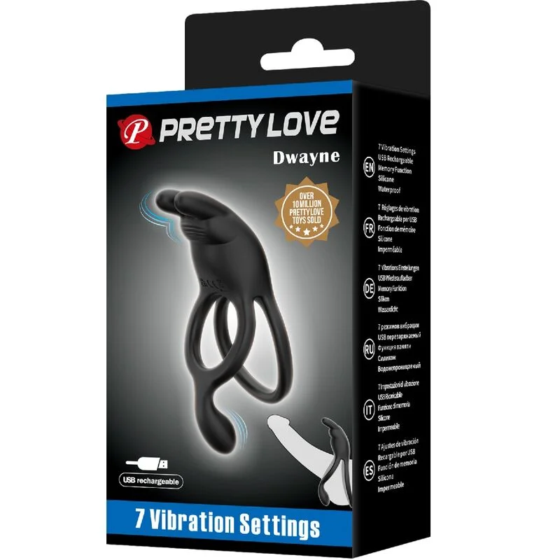 PRETTY LOVE - SETH DOUBLE VIBRATING RING RABBIT 7 VIBRATIONS BLACK - Image 10