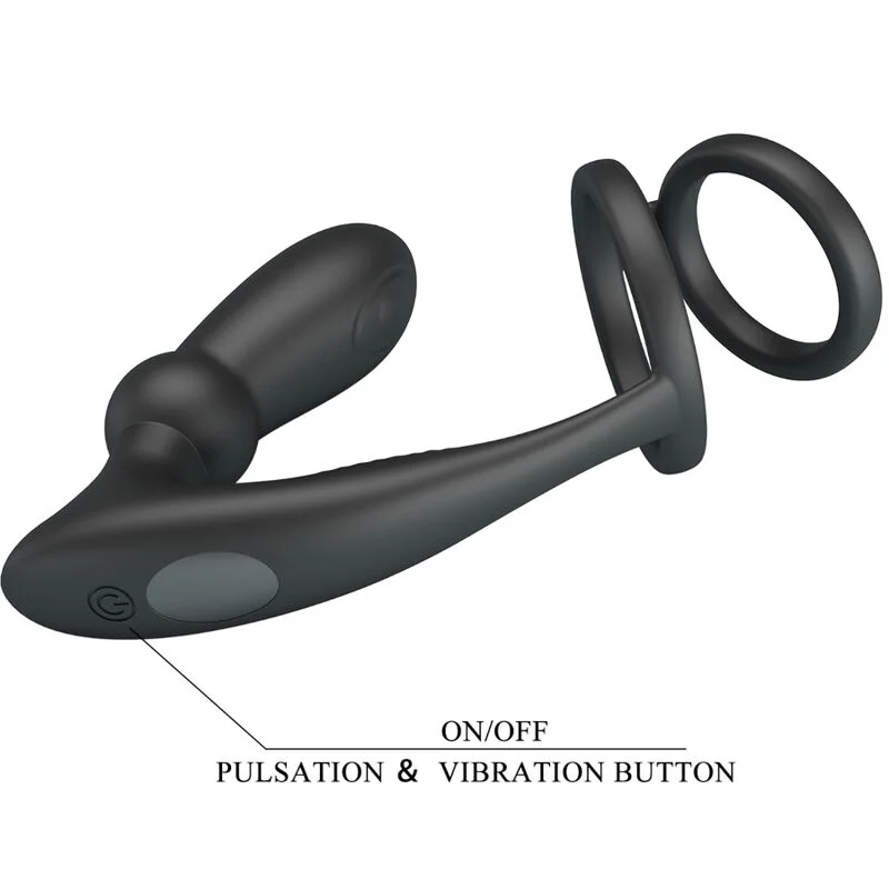PRETTY LOVE - ANNEAU PÉNIS EMONI + PLUG ANAL 12 VIBRATIONS NOIR - Image 7