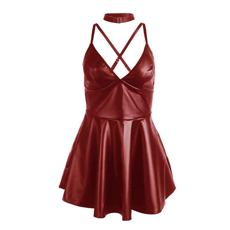 SUBBLIME - 955397 DRESS WITH BURGUNDY LEATHER STRAPS - Image 6