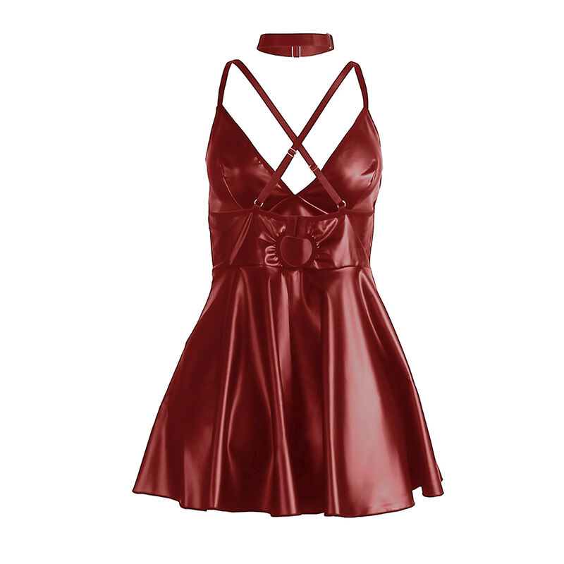 SUBBLIME - 955397 DRESS WITH BURGUNDY LEATHER STRAPS - Image 7
