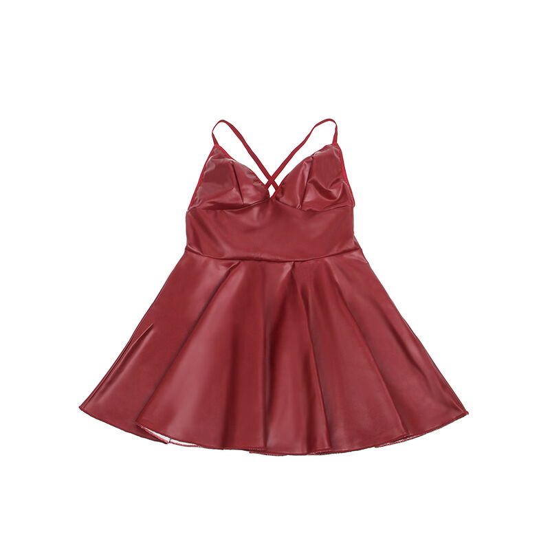 SUBBLIME - 955403 DRESS WITH BURGUNDY LEATHER STRAPS - Image 8