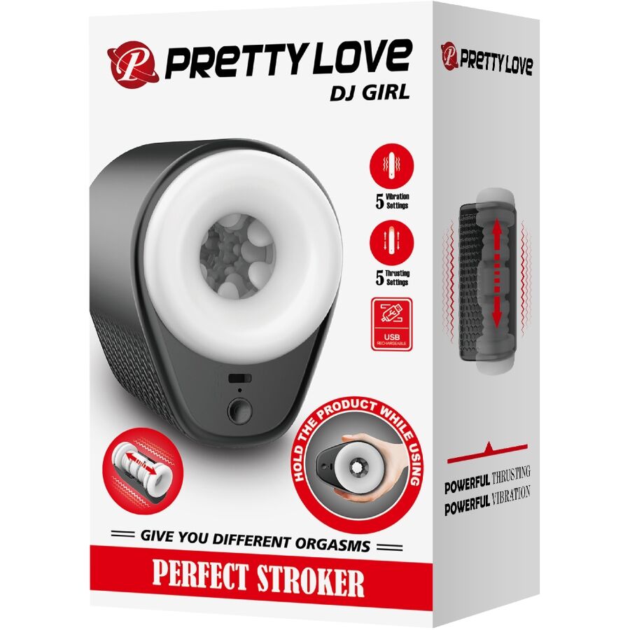 PRETTY LOVE - MASTURBATEUR POUR HOMME DJ GIRL AVEC VIBRATION 5 RÉGLAGES NEGRO - Image 12