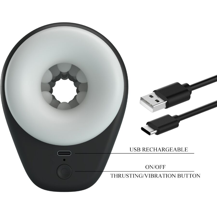 PRETTY LOVE - MASTURBATEUR POUR HOMME DJ GIRL AVEC VIBRATION 5 RÉGLAGES NEGRO - Image 11