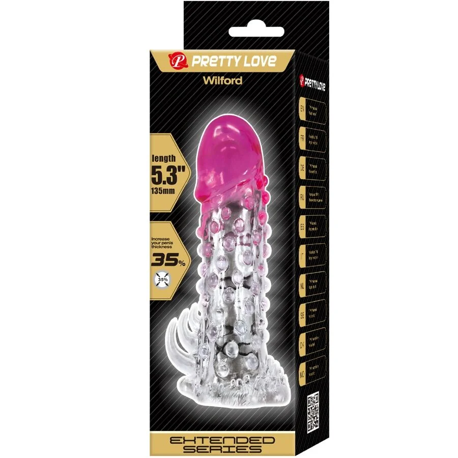 PRETTY LOVE - WILFORD REALISTIC ENLARGEMENT SHEATH WITH EMBOSSED PENIS PINK - Image 7