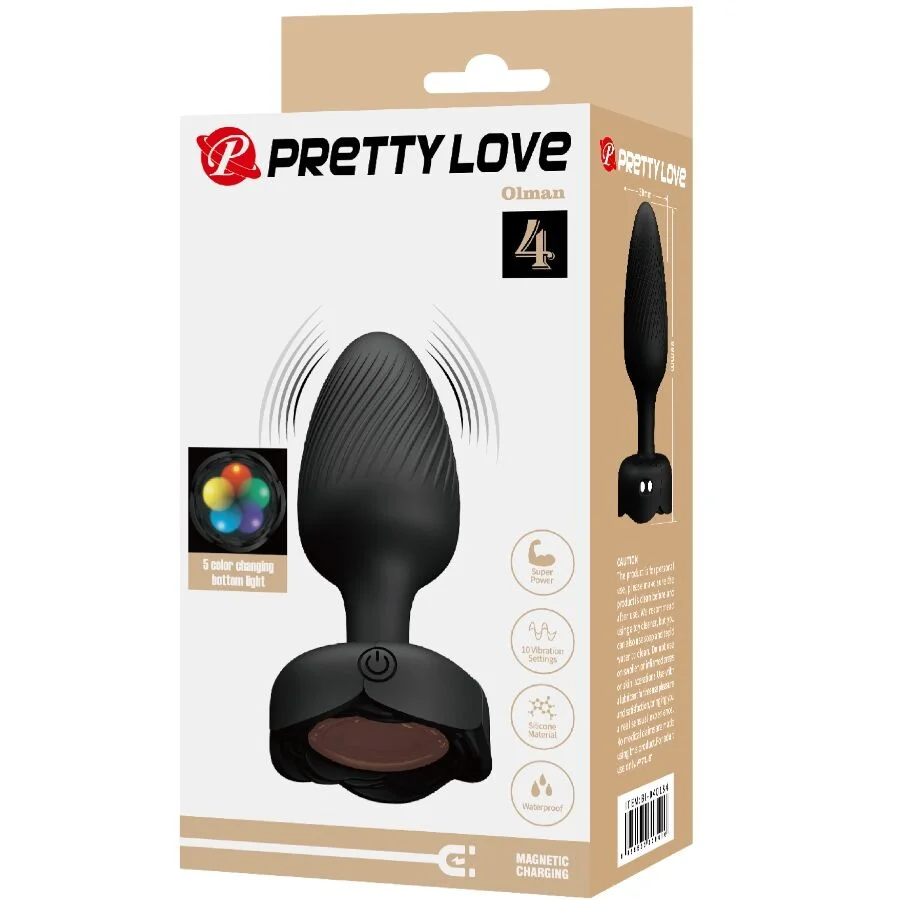 Pretty Love - Anal Plug Olman Met Led Licht Zwart 8,8 Cm - Image 10
