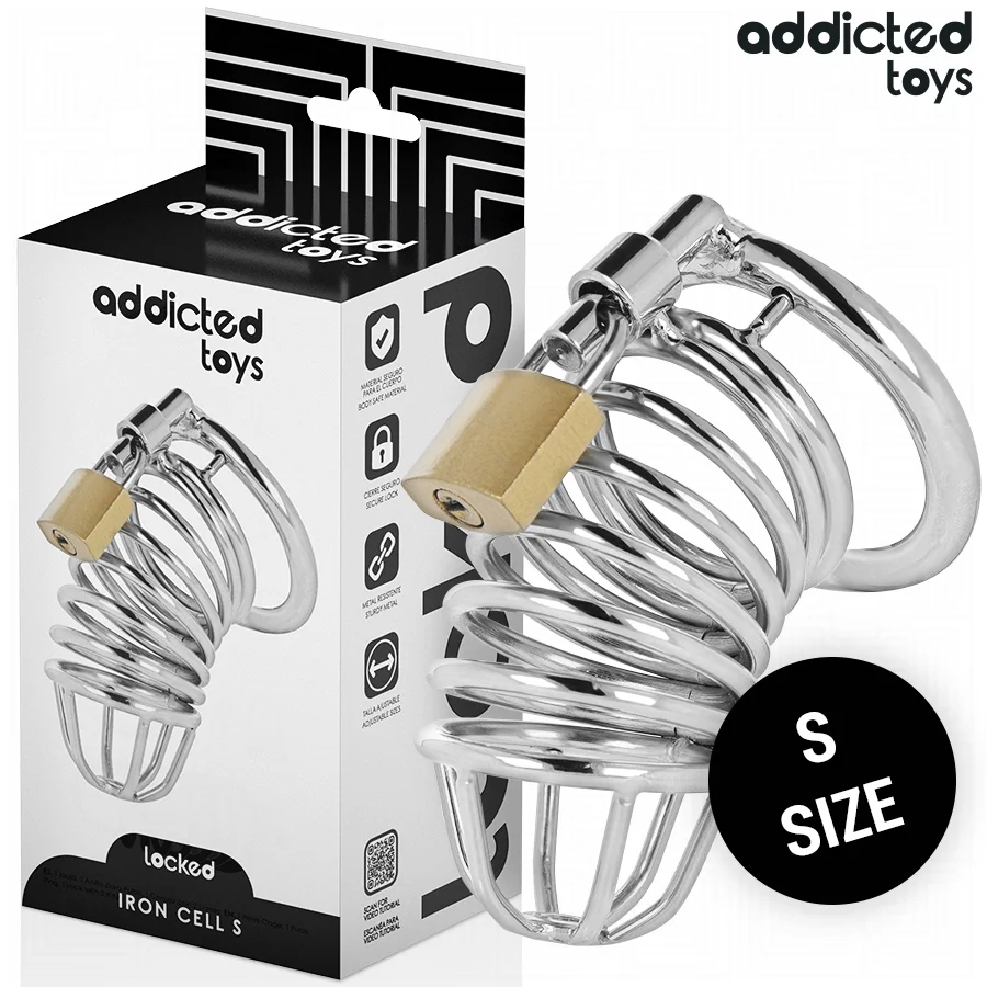 ADDICTED TOYS LOCKED - CAGE À PÉNIS EN MÉTAL IRON CELL 4 CM TAILLE S