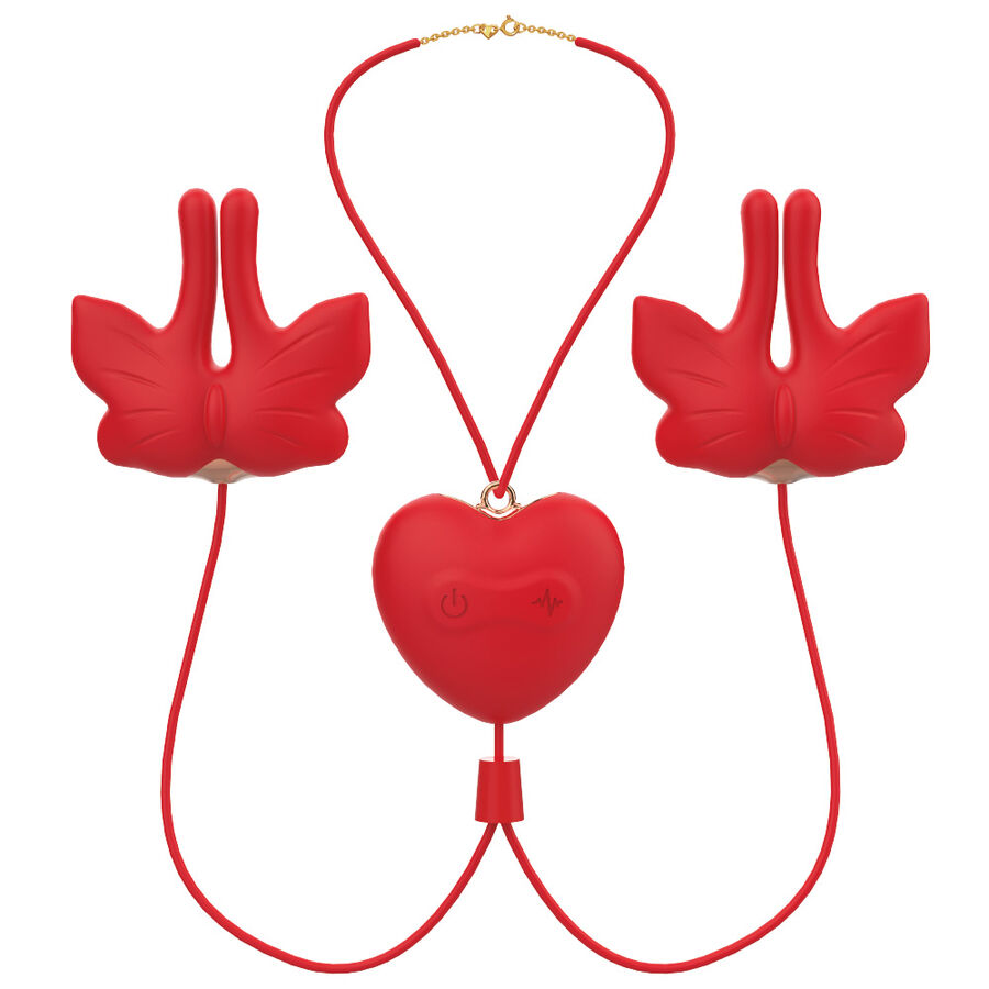 Armony - Magnetic Nipple Clamps With Vibration Butterfly Shape Red - Image 4