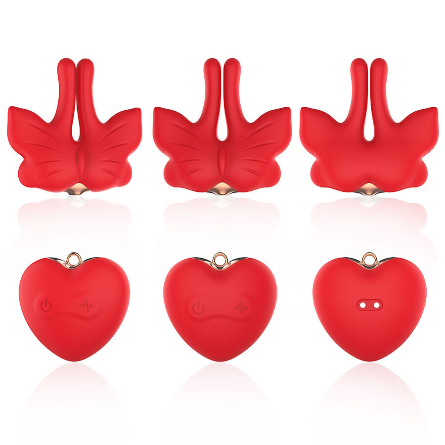Armony - Magnetic Nipple Clamps With Vibration Butterfly Shape Red - Image 9