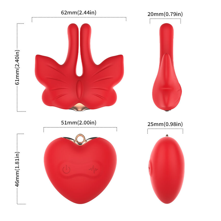 Armony - Magnetic Nipple Clamps With Vibration Butterfly Shape Red - Image 10