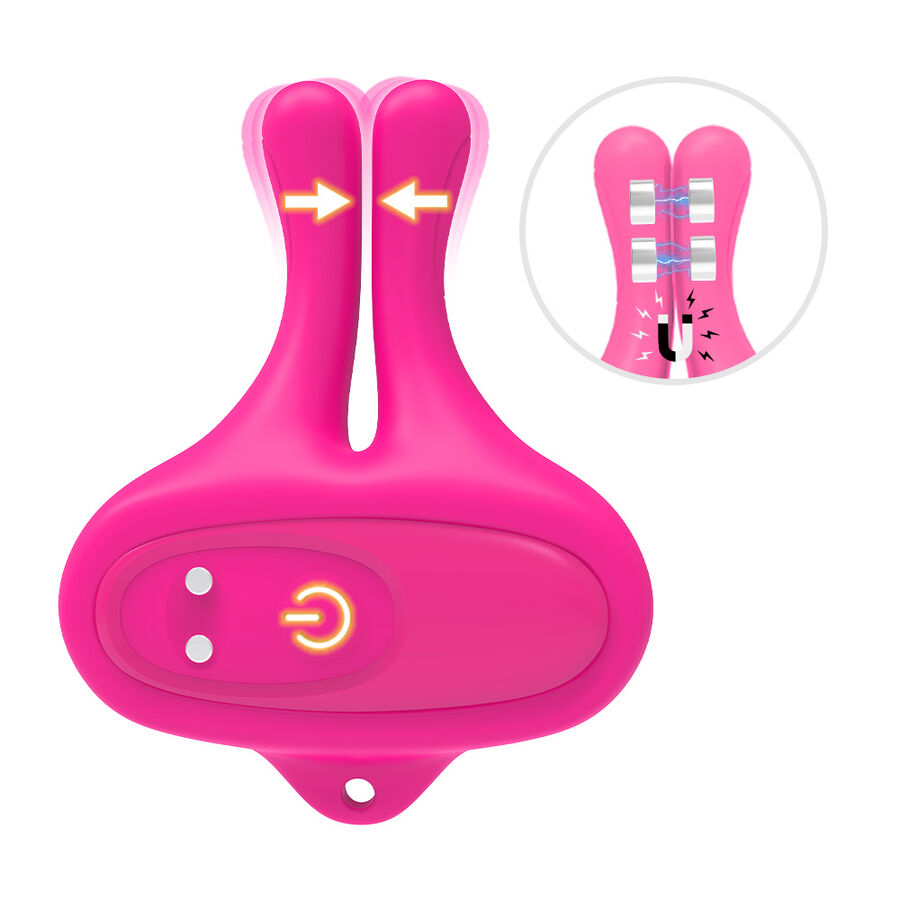 Armony - Rabbit Shape Vibration Magnetic Nipple Clamps Pink - Image 6