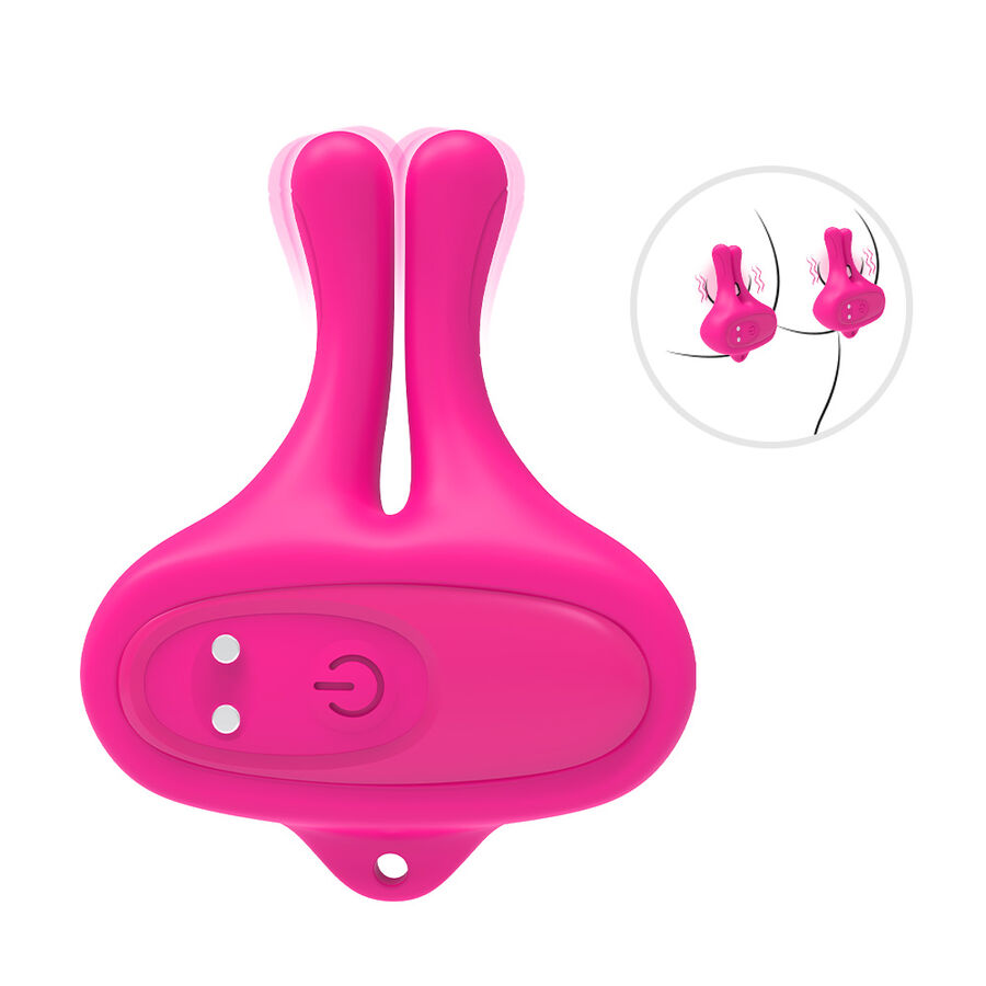 Armony - Rabbit Shape Vibration Magnetic Nipple Clamps Pink - Image 10