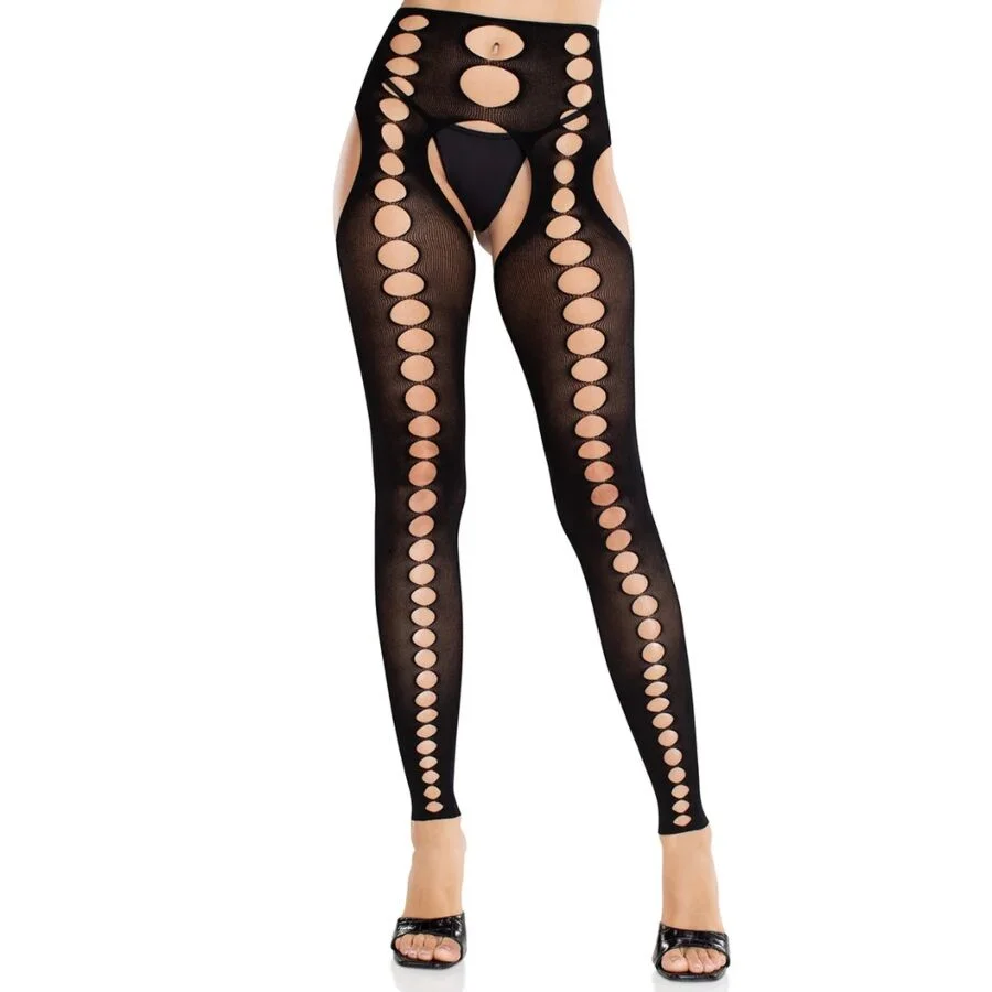 Leg Avenue - Bas Opaques Sans Couture Et Sans Bretelles Noirs