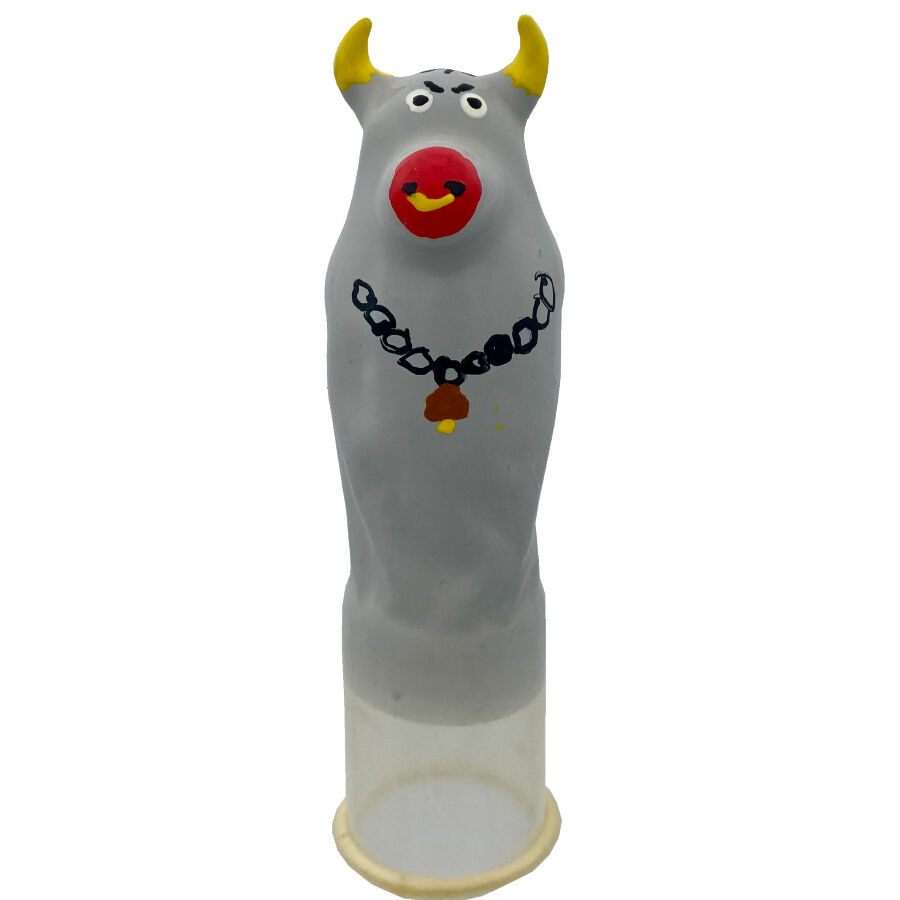 CONDOMERIE - HANDPAINTED NOVELTY CONDOMS GREY BULL MODEL XL - Image 3