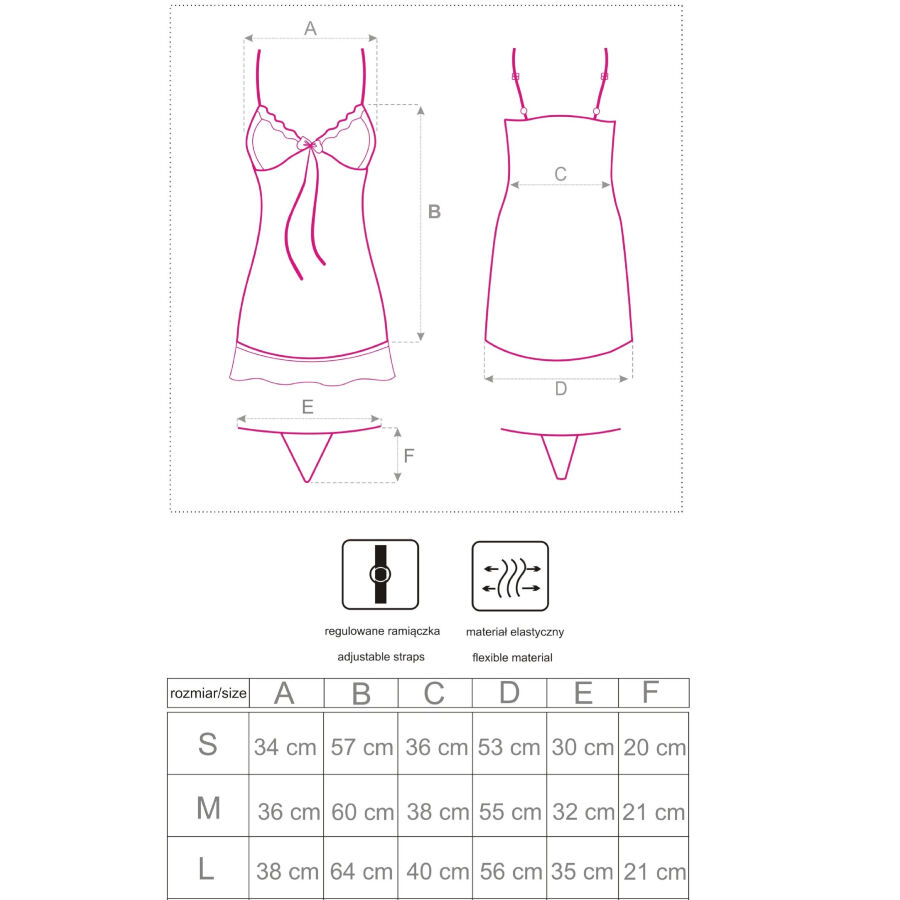 LIVCO CORSETTI FASHION - BABYDOLL HYEONA 1710 + THONG ROSE M - Image 6