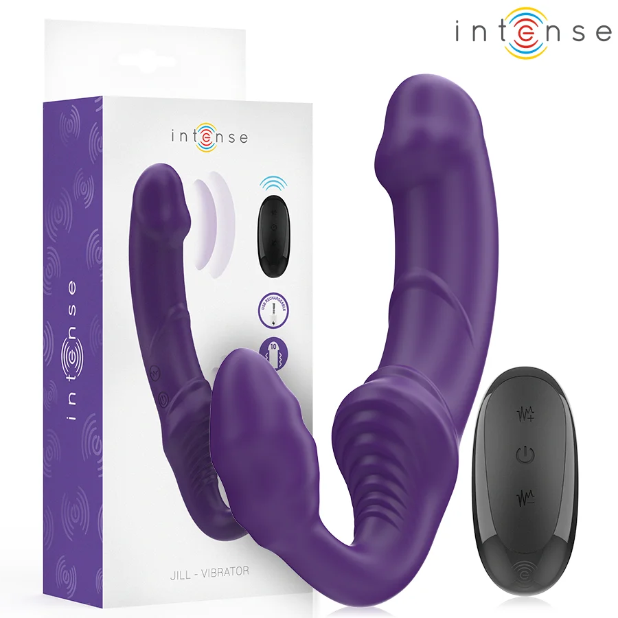 Intense - Jill Double Vibrator 20 Cm Purple Remote Control