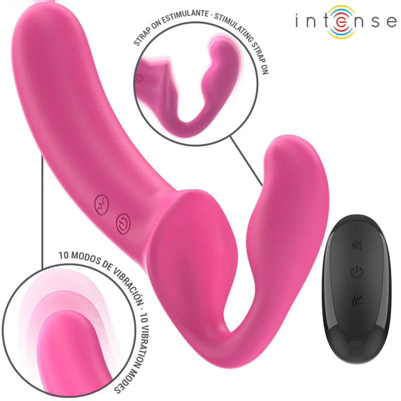 INTENSE - AMY DOUBLE VIBRATOR 20 CM PINK REMOTE CONTROL - Image 3
