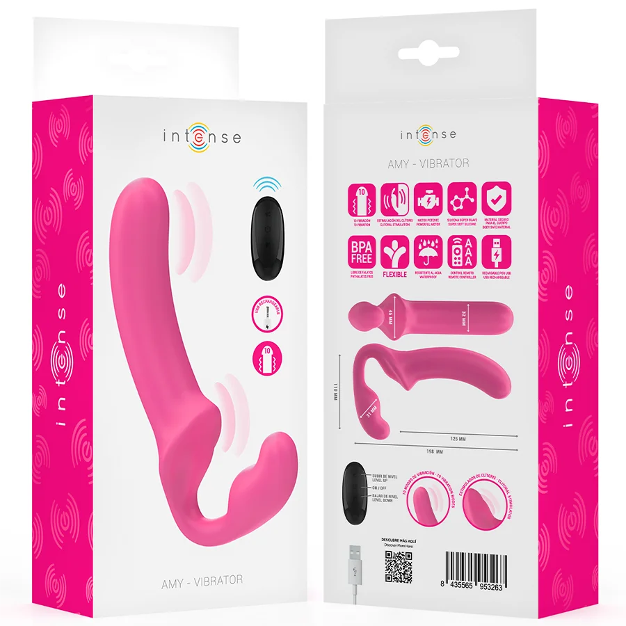 INTENSE - AMY DOUBLE VIBRATOR 20 CM PINK REMOTE CONTROL - Image 9
