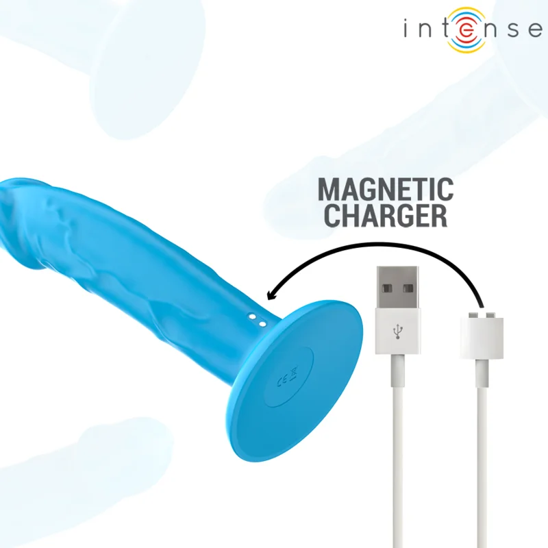 Intense - Phoebe Realistic Vibrator 10 Vibrations Blue Remote Control - Image 8