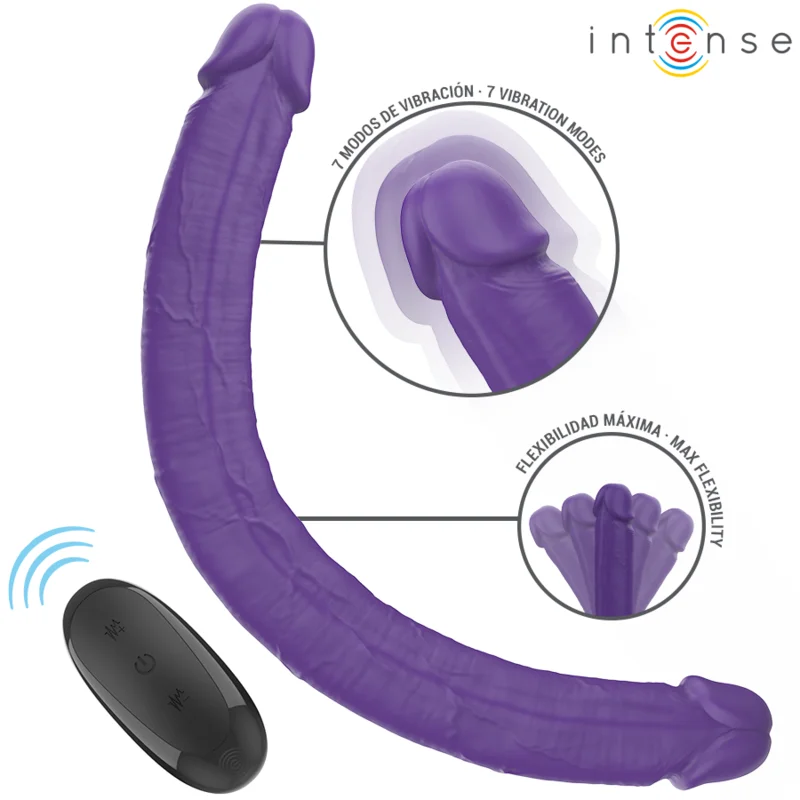 INTENSE - GUNTER DILDO DOUBLE VIBRATOR 40 CM PURPLE REMOTE CONTROL - Image 3
