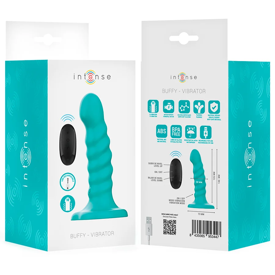 Intense - Buffy Vibrateur Taille S Design Spirale 10 Vibrations Télécommande Bleue - Image 9