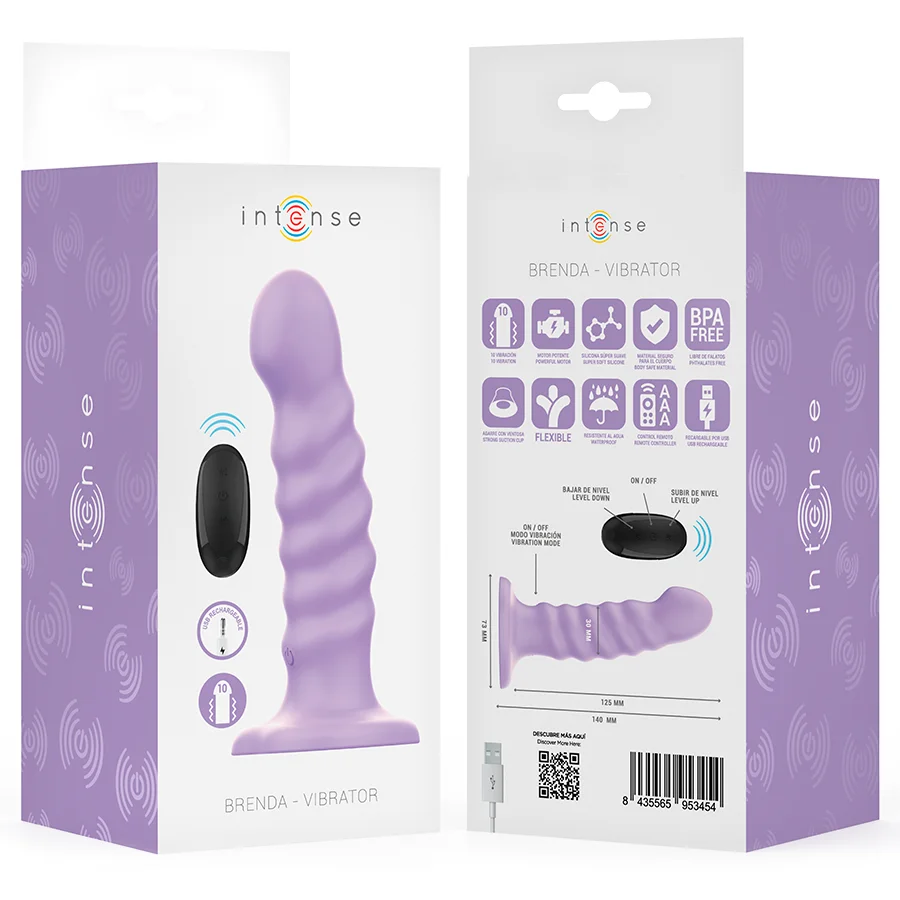 Intense - Brenda Vibrateur Taille M Design Spirale 10 Vibrations Violet Télécommande - Image 9
