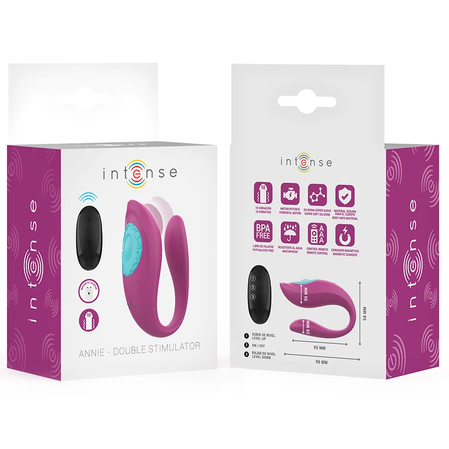 INTENSE - ANNIE U-SHAPED VIBRATOR AND STIMULATOR PURPLE REMOTE CONTROL - Image 9