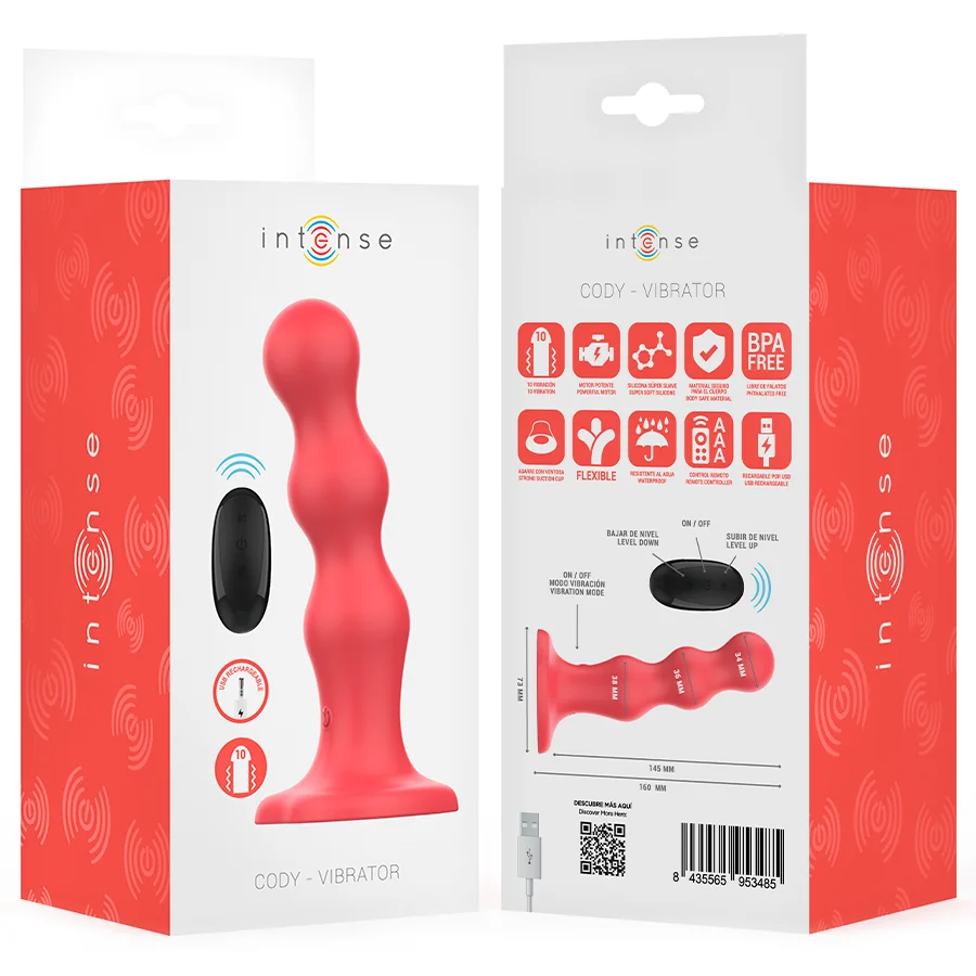 INTENSE - CODY VIBRATOR WITH SUCTION CUP RED REMOTE CONTROL - Image 9