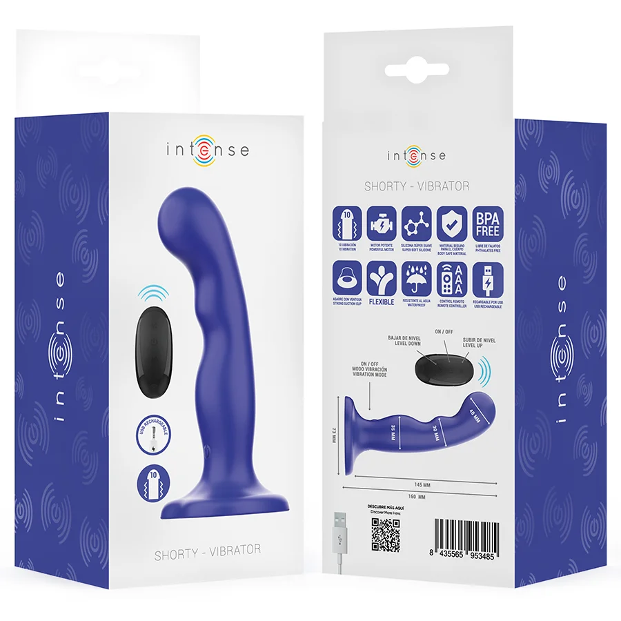 Intense - Shorty Vibrateur Avec Ventouse Télécommande Bleue - Image 9