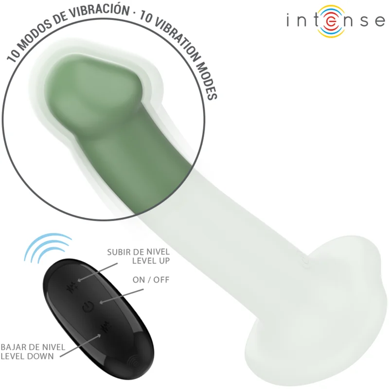 Intense - Becca Vibrator With Suction Cup 10 Vibrations Green Remote Control - Image 5