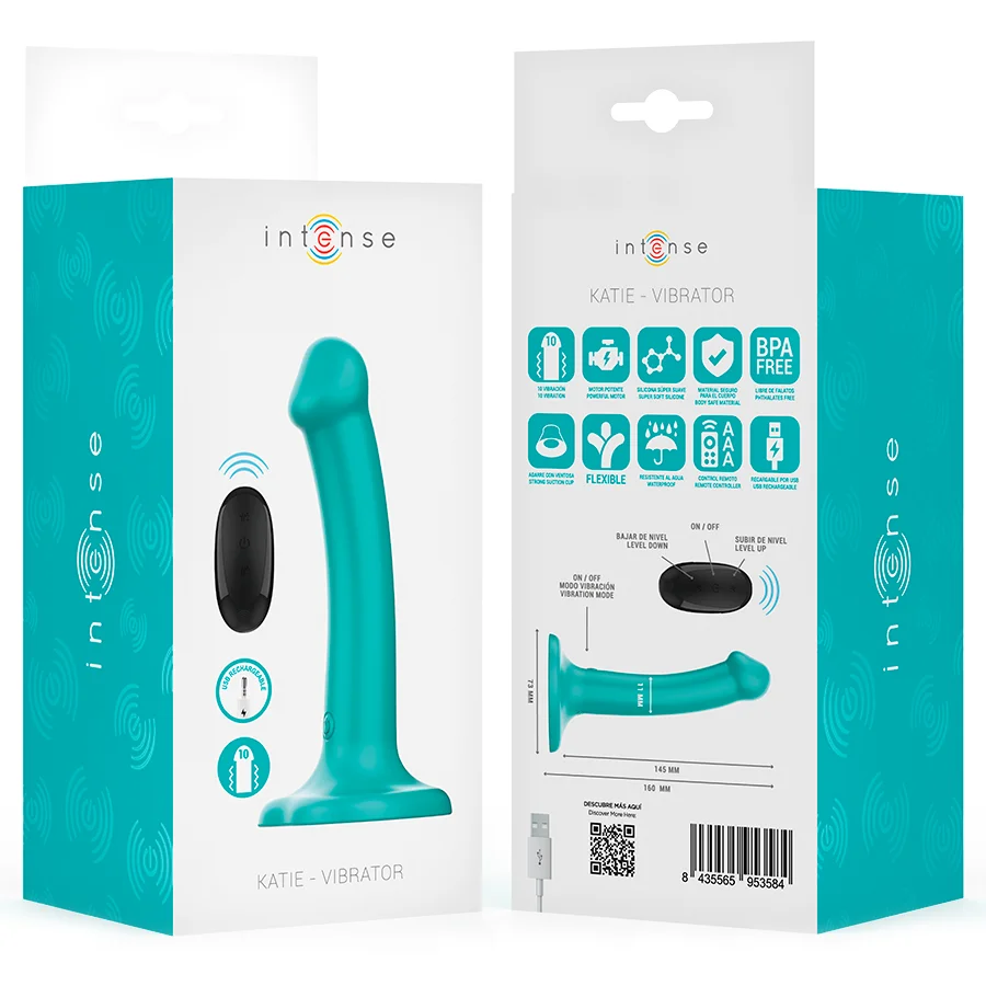 Intense - Katie Vibrateur Avec Ventouse 10 Vibrations Télécommande Bleue - Image 9