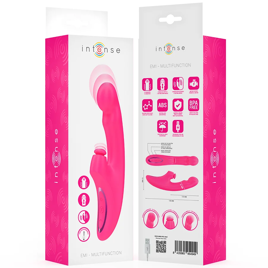 Intense - Emi Vibrator 13.5 Cm Multifunction 3 In 1 10 Vibrations Pink - Image 9