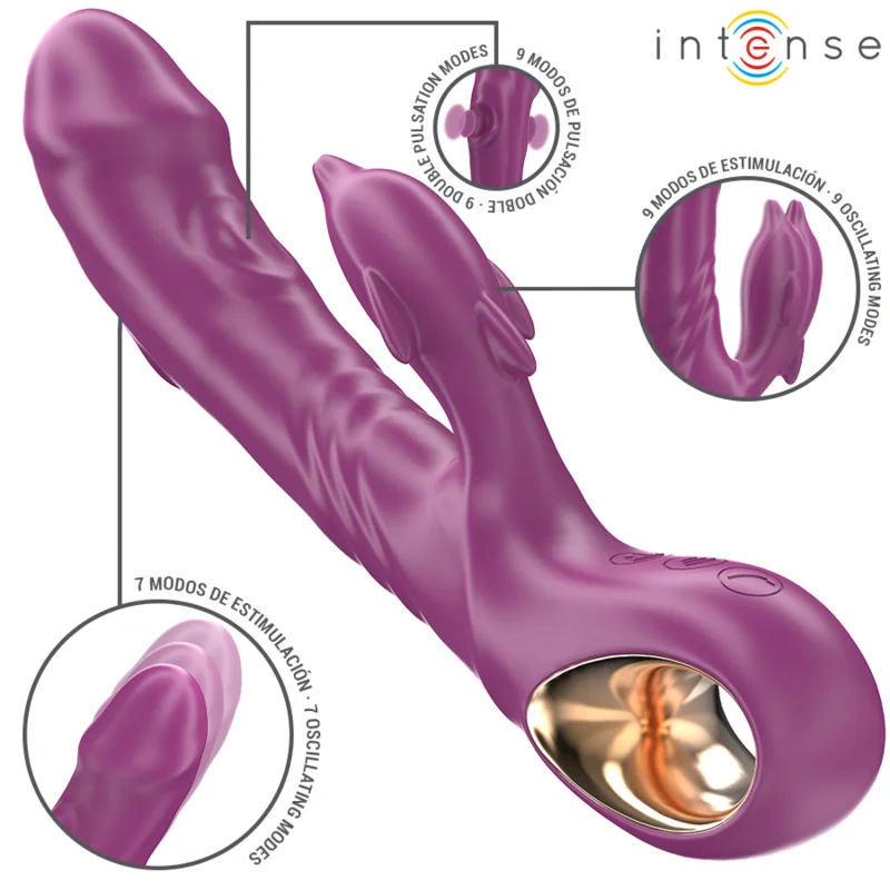 Intense - Halle Multifunction Vibrator With Dolphin Stimulating Tongue Purple - Image 3