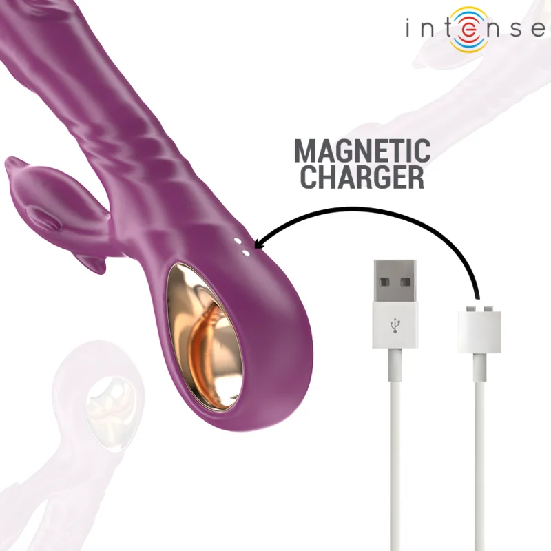 Intense - Halle Multifunction Vibrator With Dolphin Stimulating Tongue Purple - Image 8