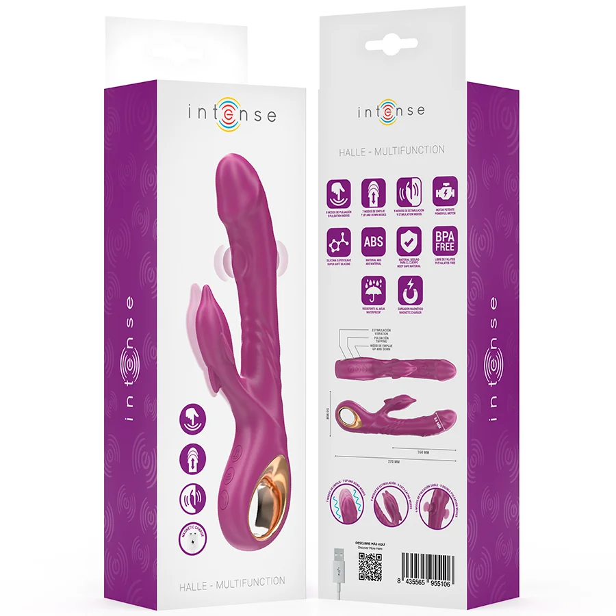 Intense - Halle Multifunction Vibrator With Dolphin Stimulating Tongue Purple - Image 9