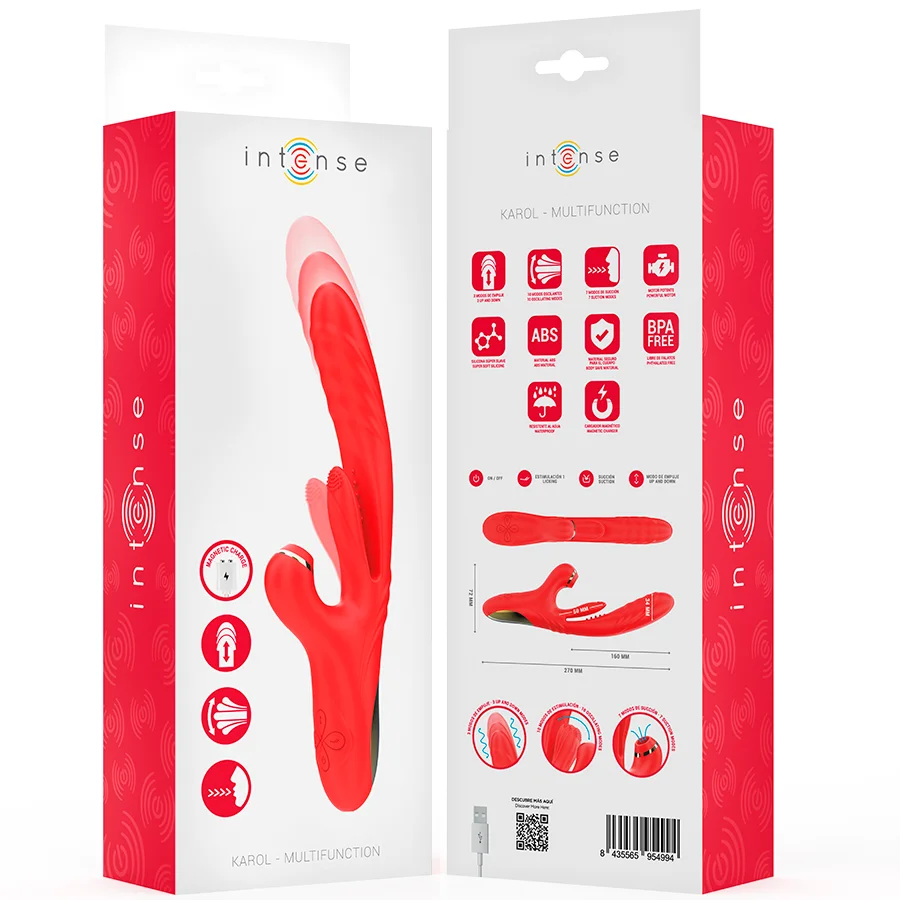 Intense - Karol Multifunction Vibrator Thrust & Stimulation & Stimulating Waves Red - Image 9