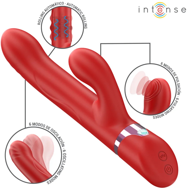 Intense - Lele Multifunction Vibrator Rotating & Oscillation & Stimulation Red - Image 3