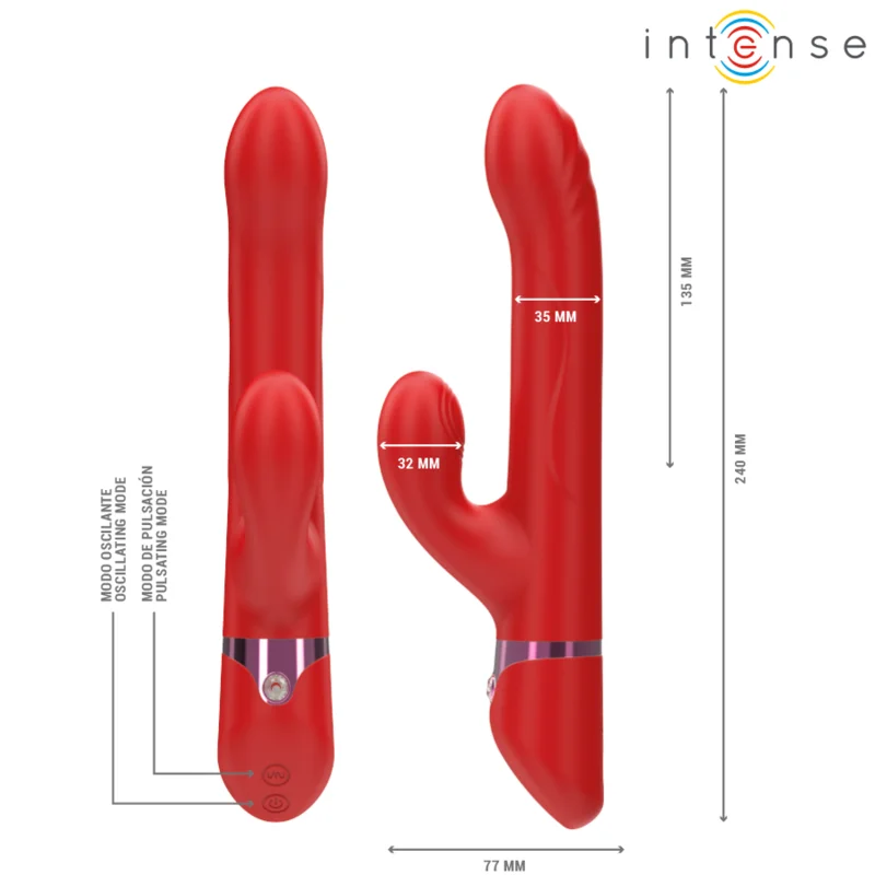 Intense - Lele Multifunction Vibrator Rotating & Oscillation & Stimulation Red - Image 4