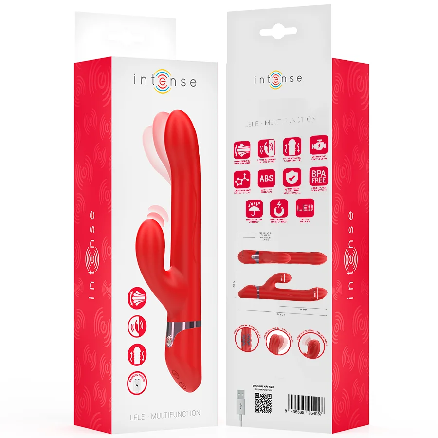 Intense - Lele Multifunction Vibrator Rotating & Oscillation & Stimulation Red - Image 9