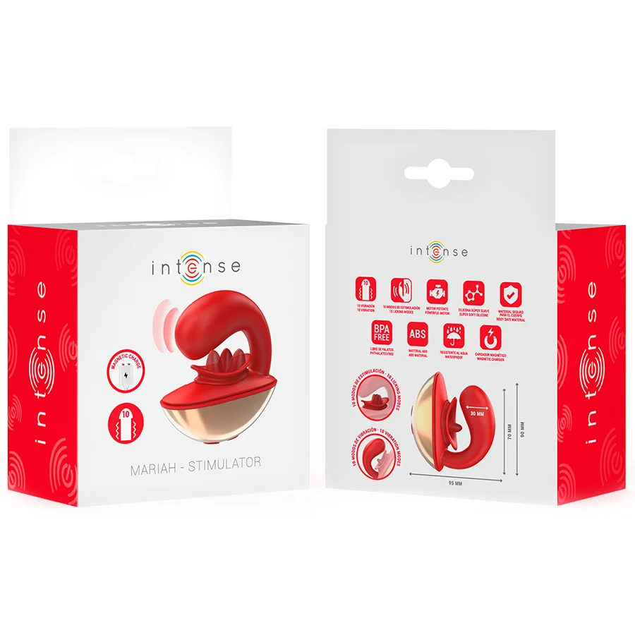 INTENSE - MARIAH VIBRATOR & STIMULATOR IN U SHAPE 10 VIBRATIONS RED - Image 9