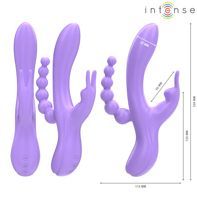 Intense - Miko Triple Vibrateur Lapin & Stimulateur & Anal 7 Vibrations Violet - Image 4